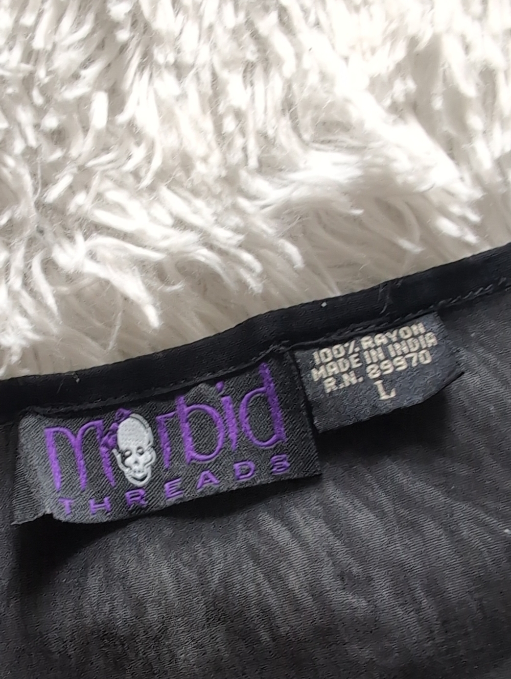 90s Morbid Threads Spiderweb Embroidery Sheer Vintage Hot Topic Black Top Large - Picture 9 of 12